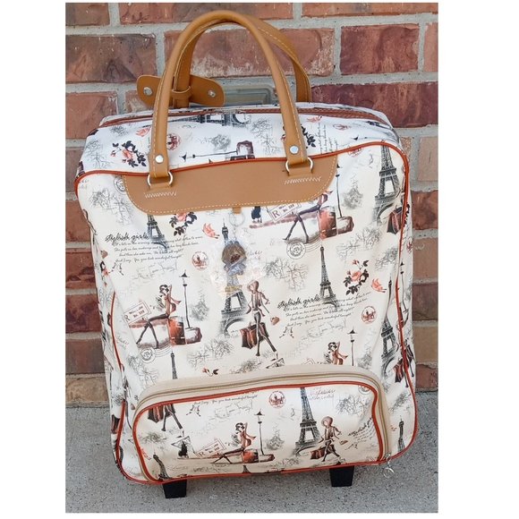 17" Suitcase with wheels Paris Scenes Carry-On Bag - Luggage with wheels - Picture 2 of 11